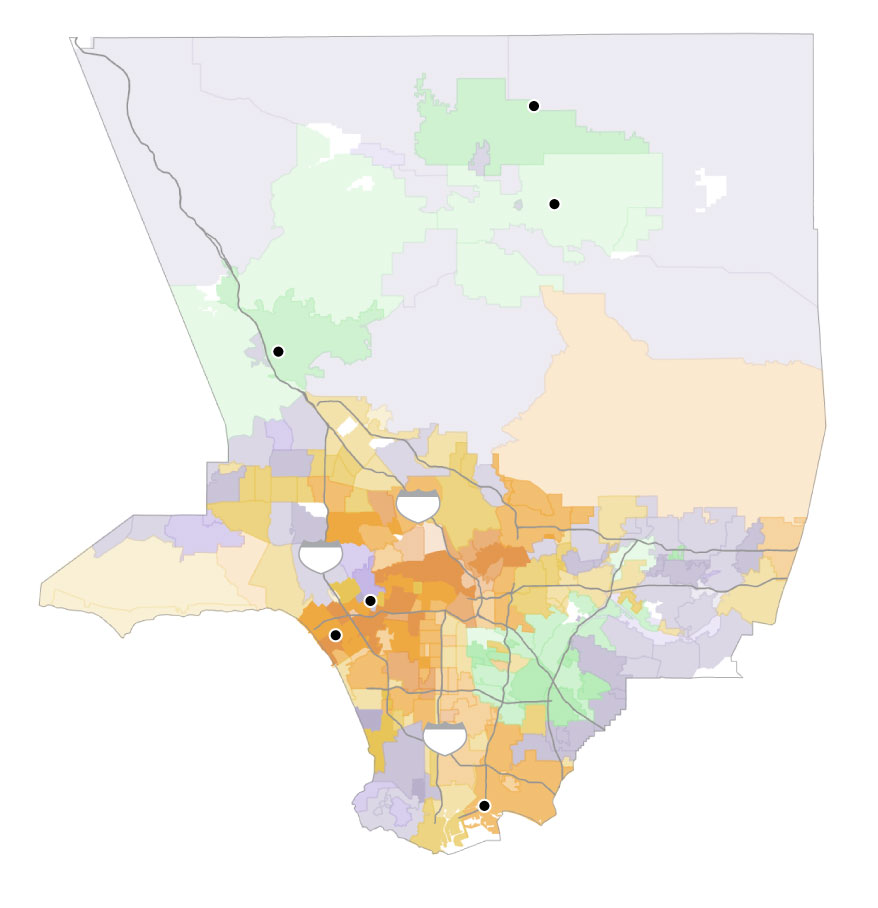 Map showing where each candidate won by neighborhood.