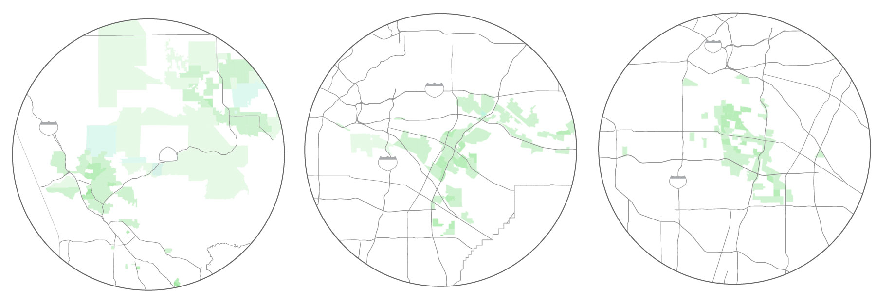 Maps showing clusters of precincts won by Hatami, Archuleta, and Ramirez.