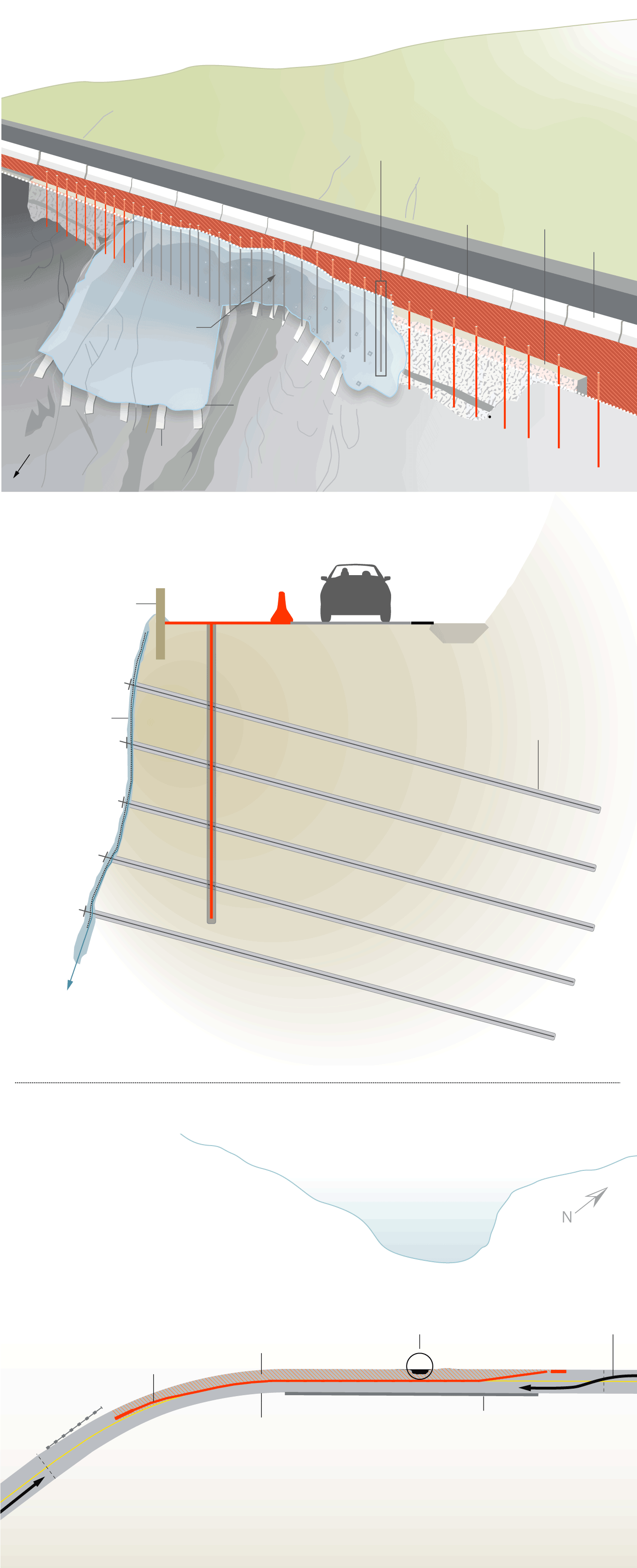 Diagram shows the temporary repairs on PCH.