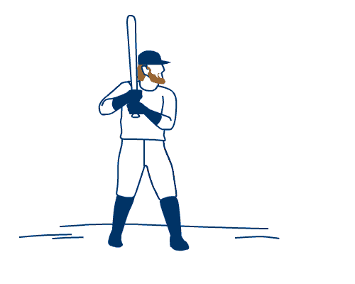 illustration of Justin Turner hitting a ball
